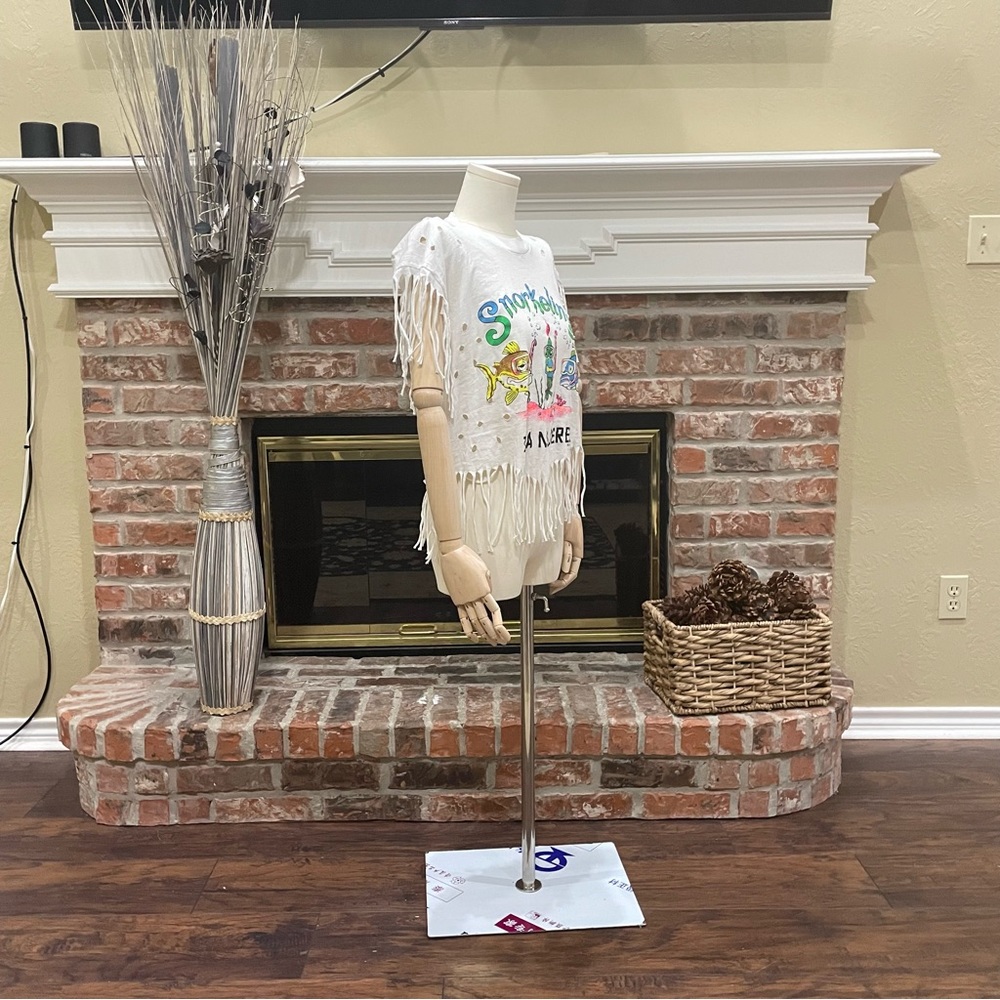 Salsa Calienté “Snorkling Isla Mujeres” distressed fringed crop top / L / EUC - Picture 9 of 11